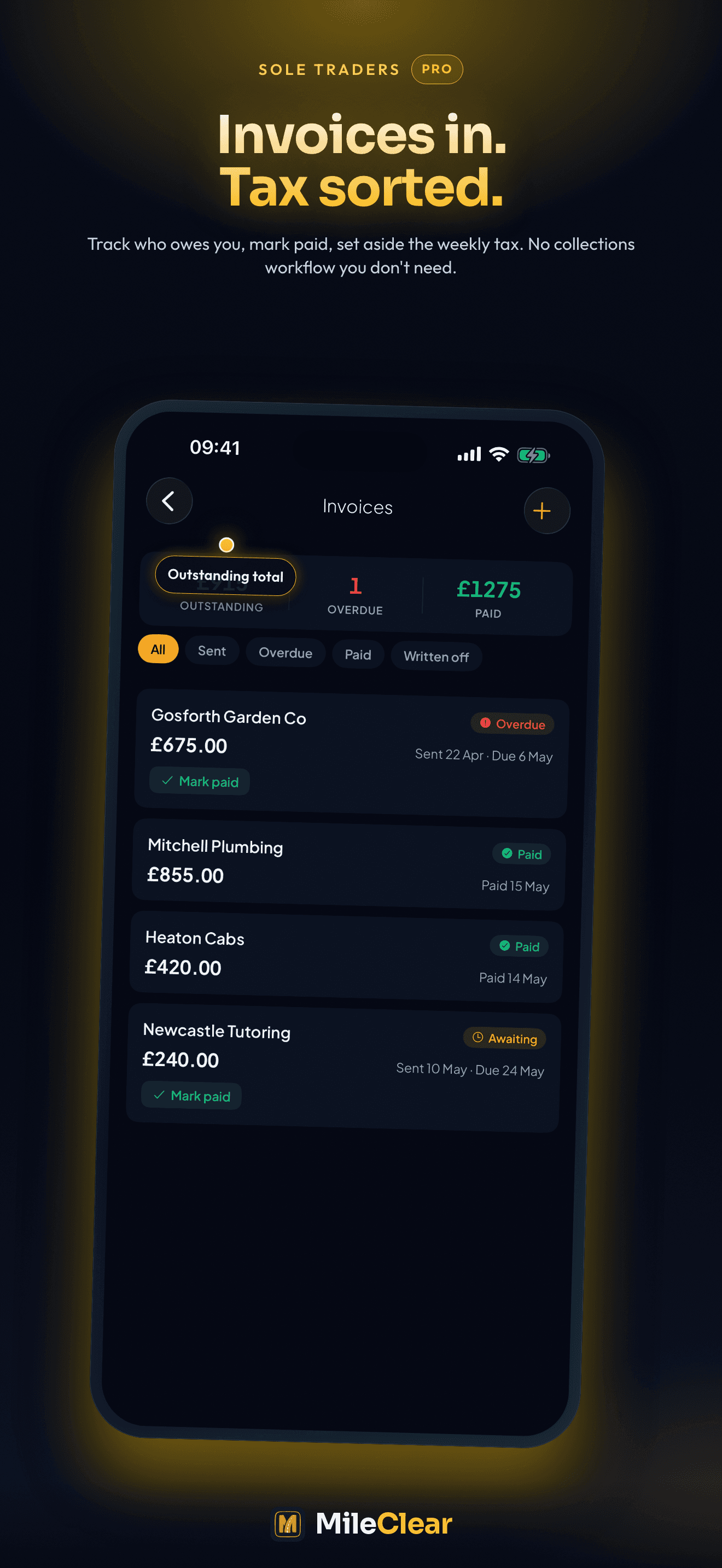 MileClear: Invoice tracking