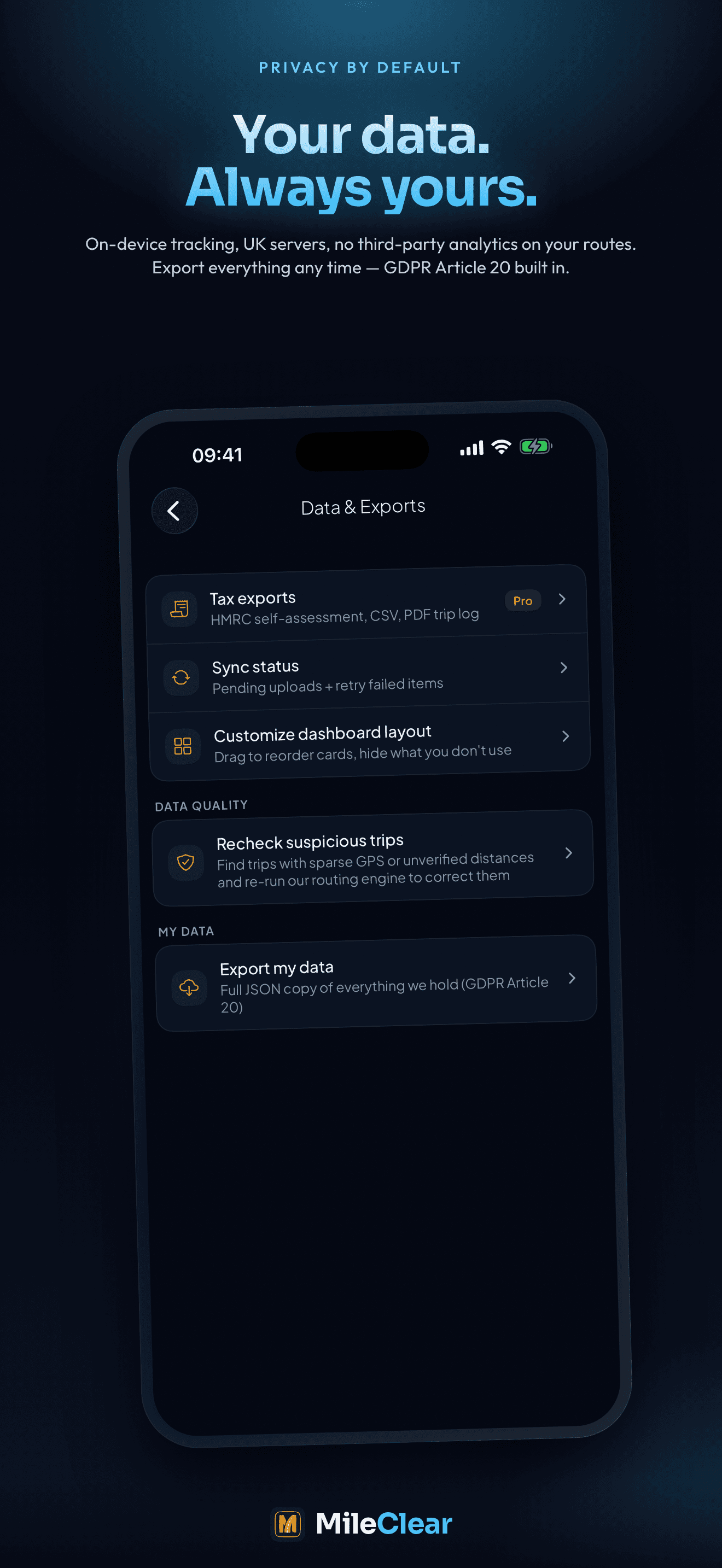 MileClear: offline first